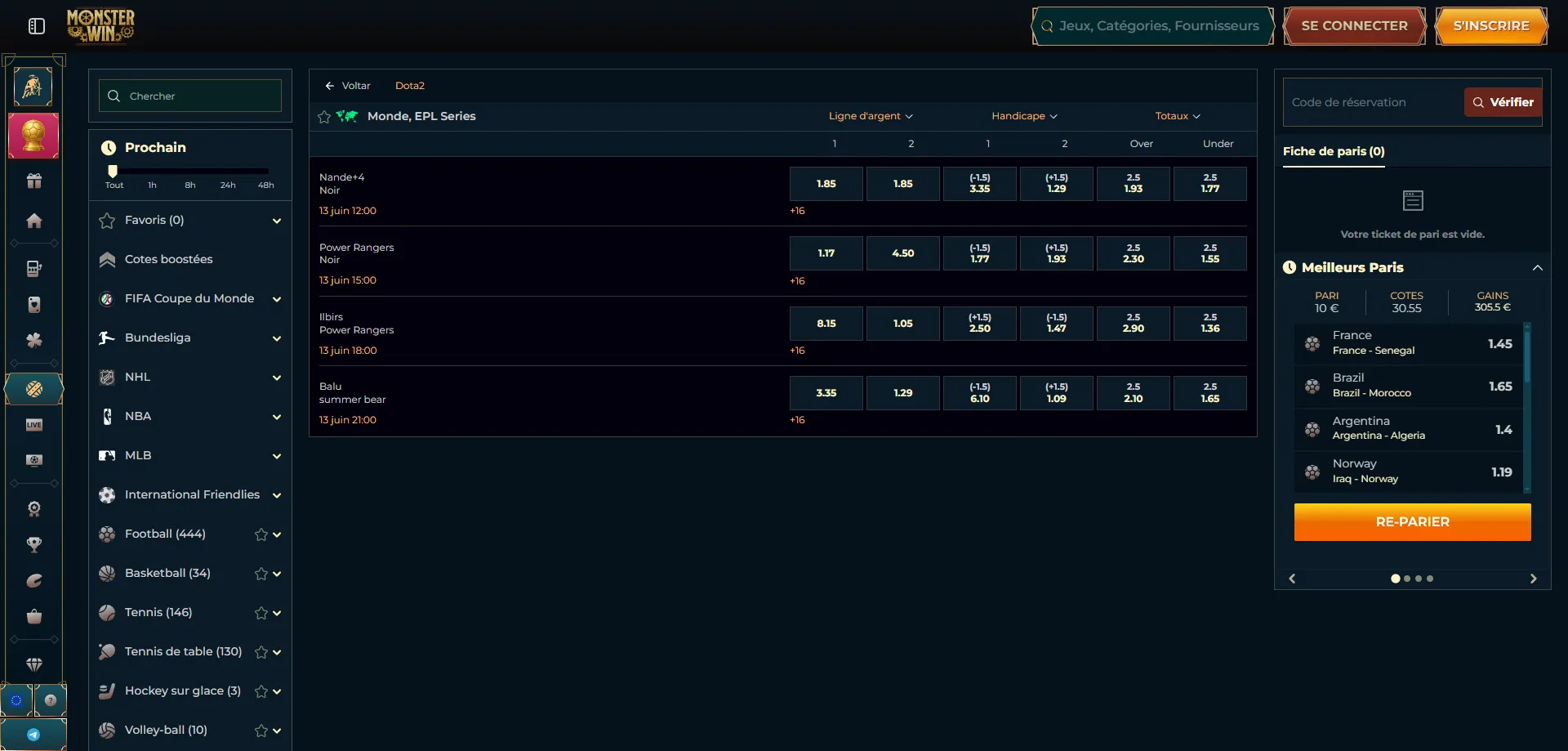 Scommesse sportive live Monsterwin calcio basket tennis Italia